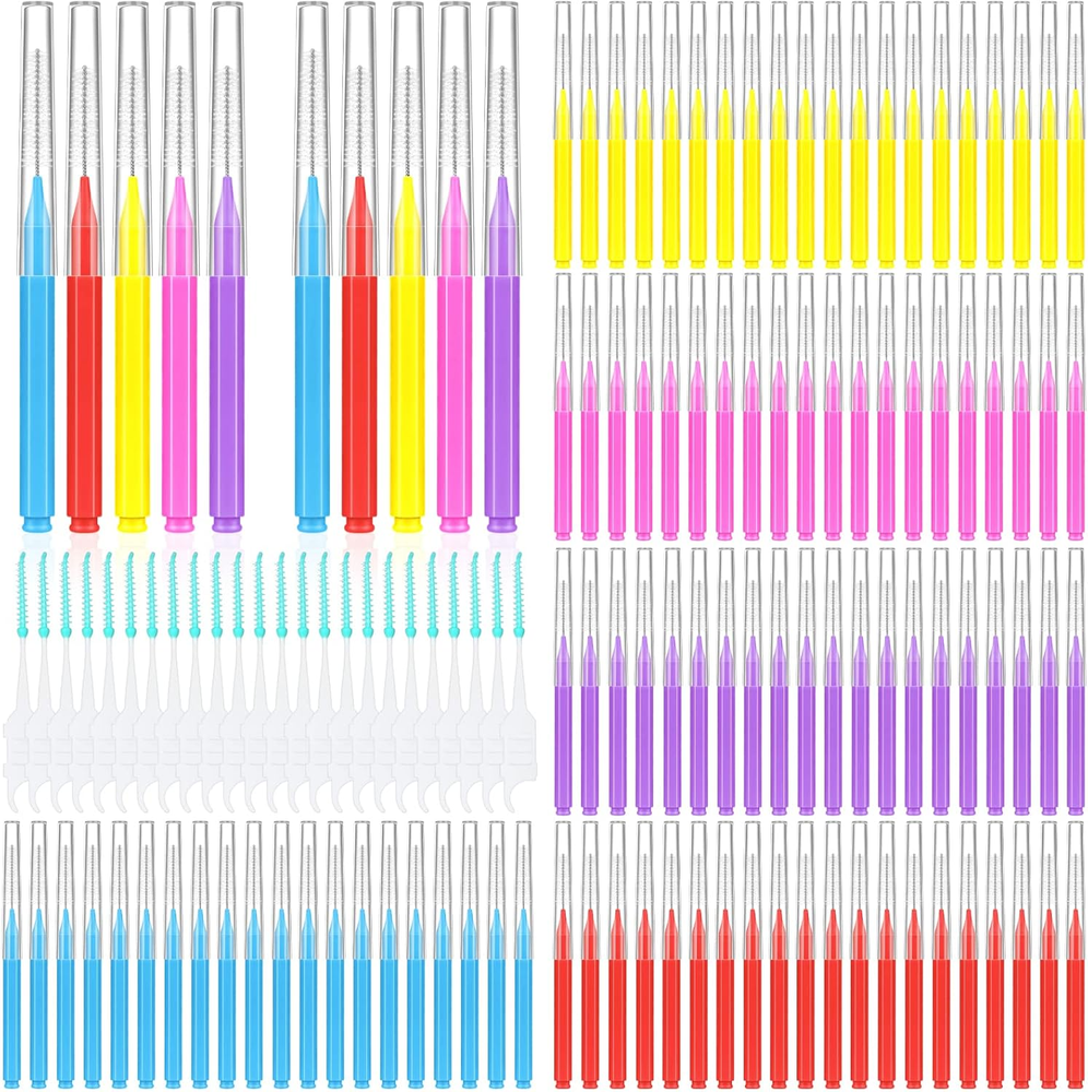 300 Pcs Interdental Brushes for Braces, 6 Size Soft and Bendable Braces Brush fo