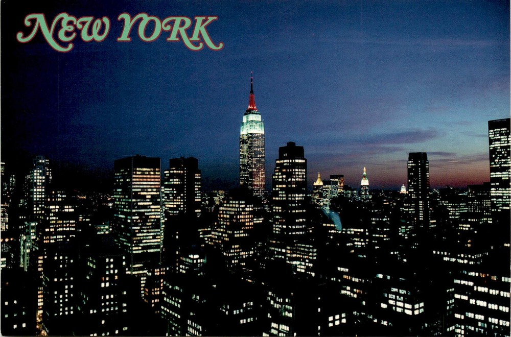 New York City Lights Empire State Building Postcard by Alan Schein