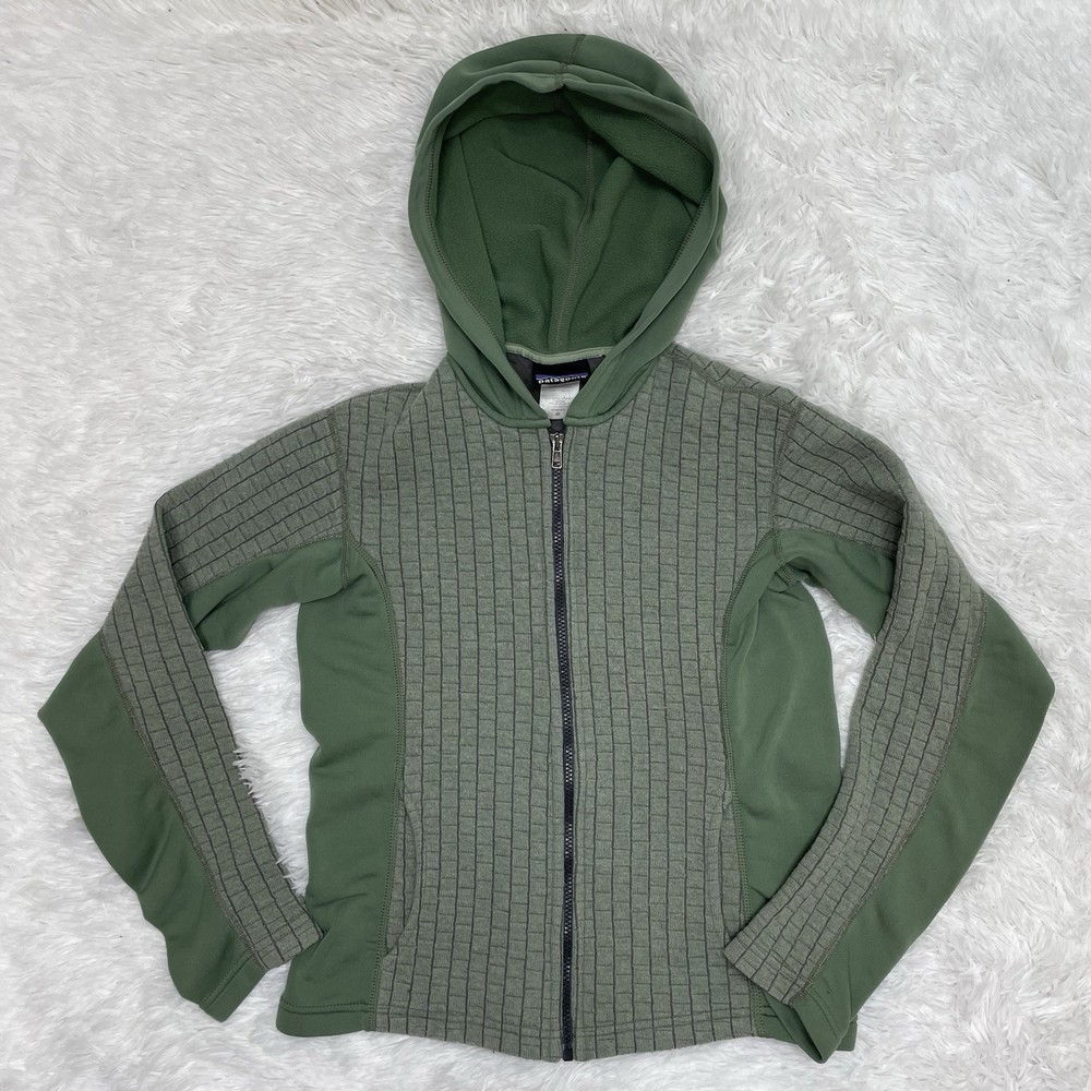 Vintage Patagonia Womens Size M Medium Full Zip Hoodie Green Fleece Jacket USA