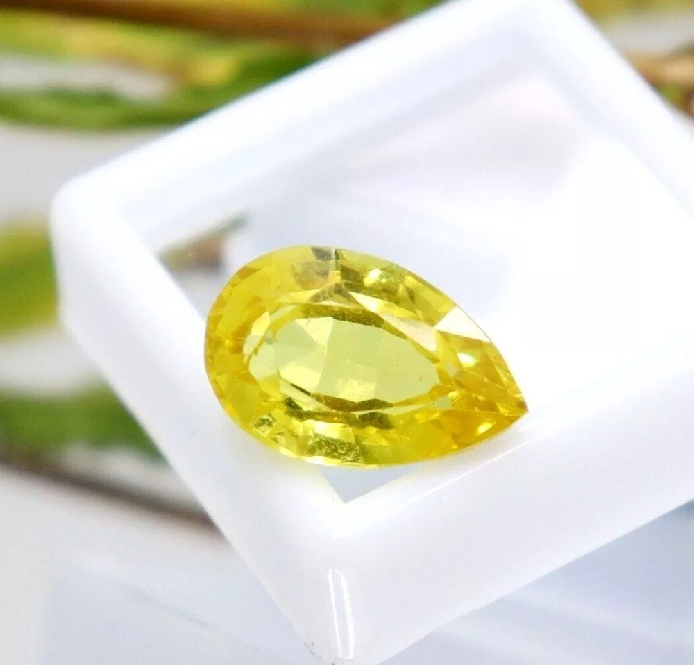 Yellow Sapphire Pear Cut 10-11 Ct Certified Loose Gemstone