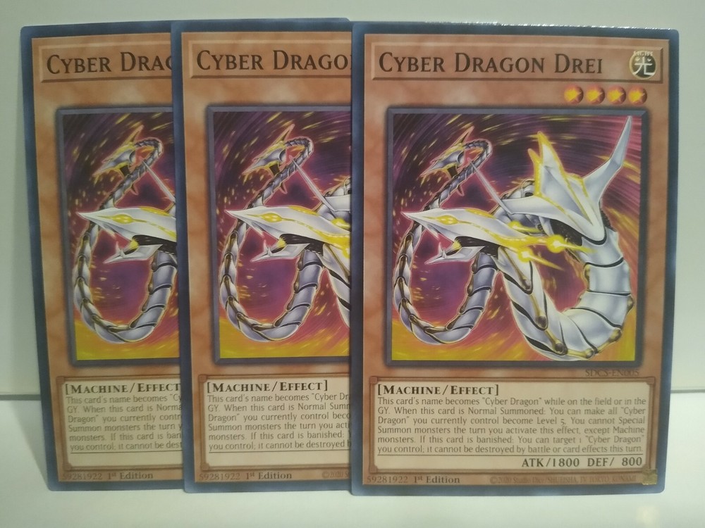 x3 Cyber Dragon Drei SDCS-EN005 Common 1st Edition Near Mint-image