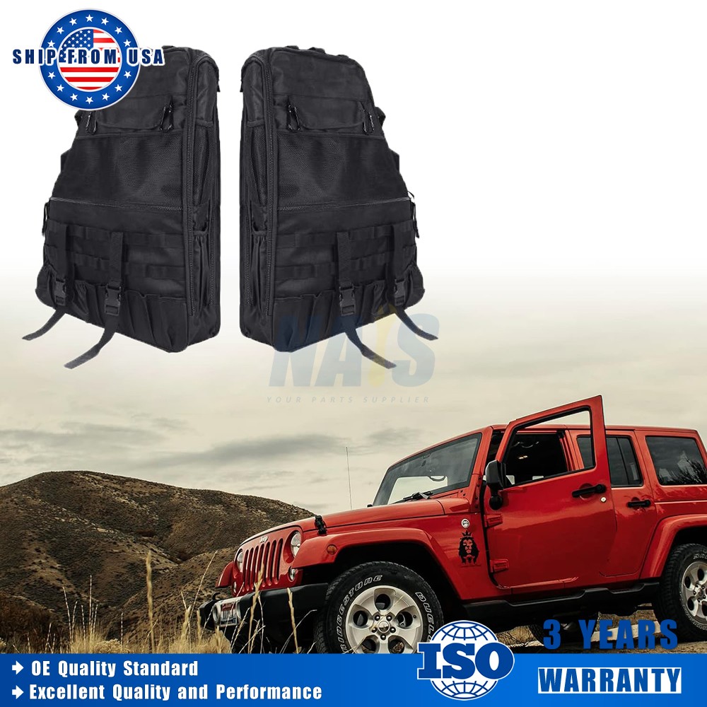 2PACK Roll Bar Storage Saddle Bag Organizer For Jeep Wrangler TJ JK JL 4Dr 97-24