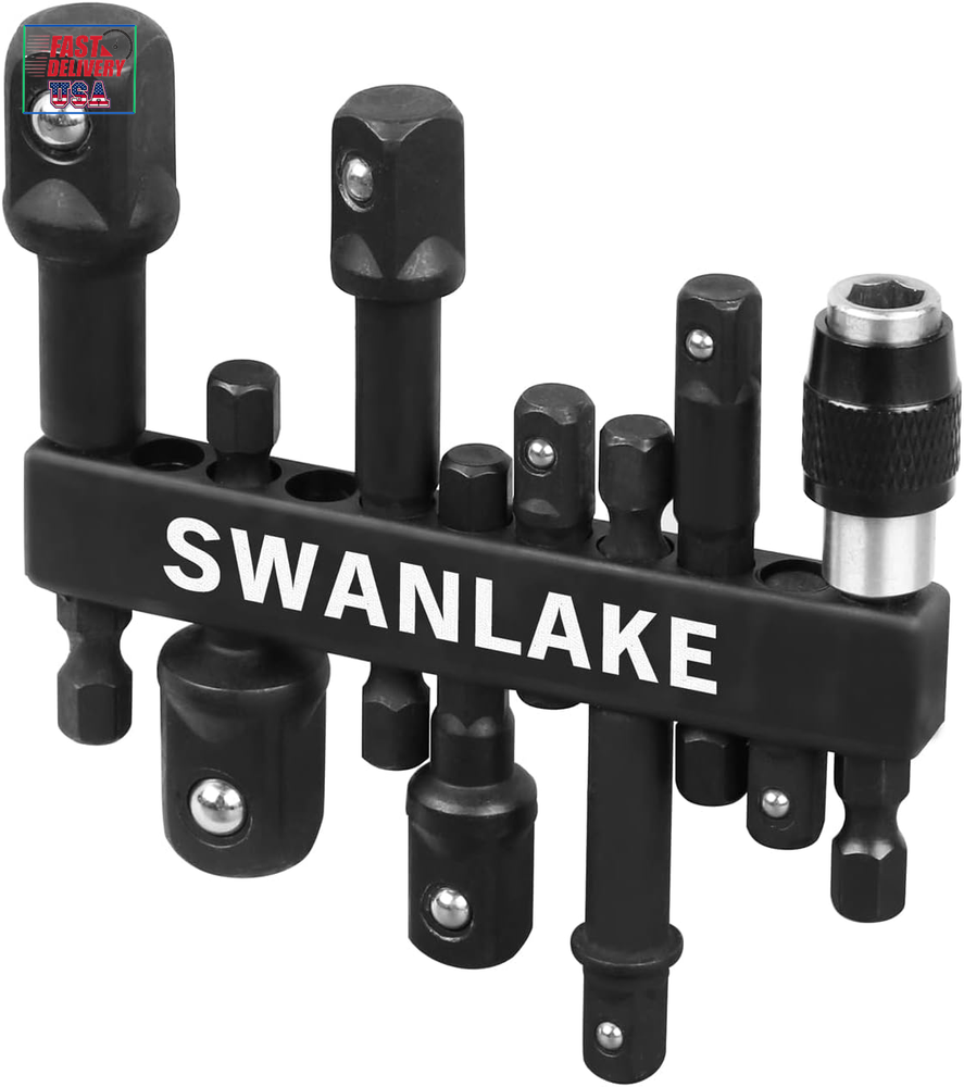 SWANLAKE 9-Piece Impact Socket Adapter Set, Hex Socket Adapter 1/4