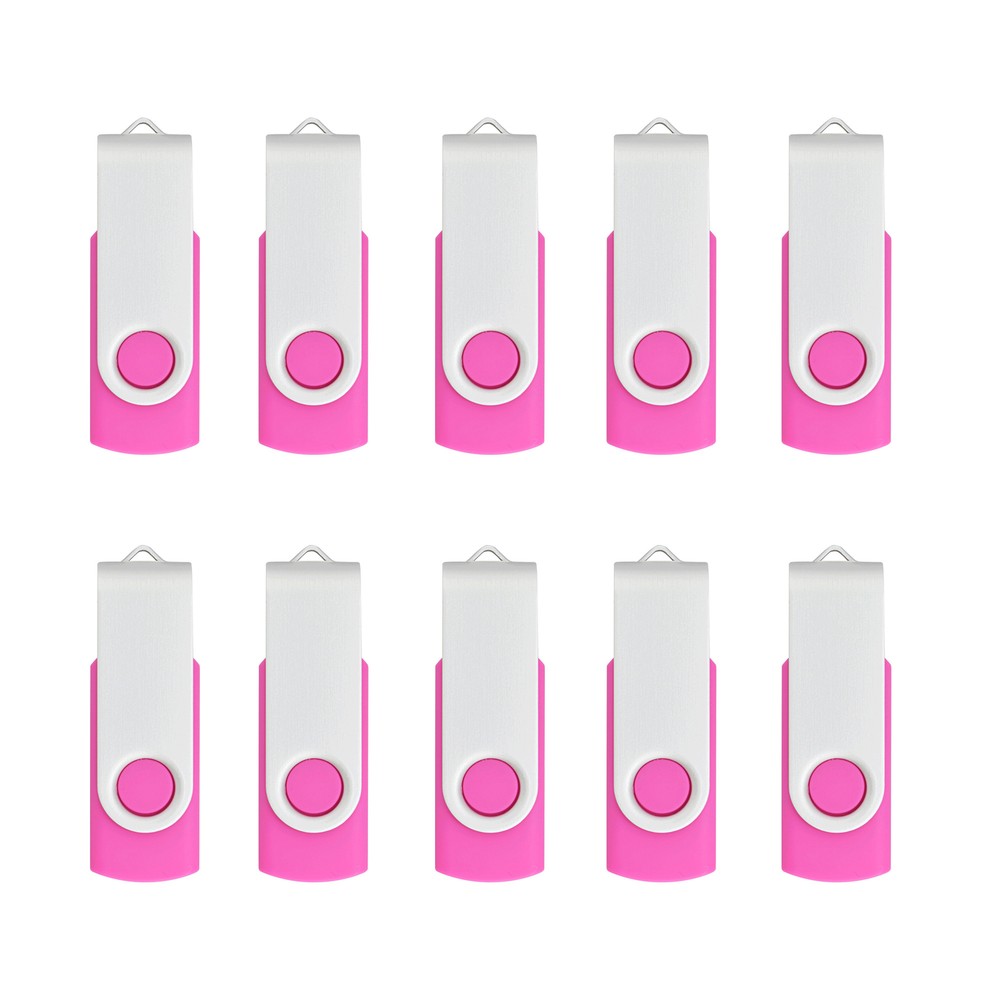 Kootion 10pcs 2GB USB 2.0 Metal Swivel Flash Drive 360° Rotating External Memory Stick