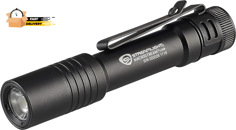 66320 Macrostream USB Rechargeable 500-Lumen Compact Flashlight with Wrist Strap