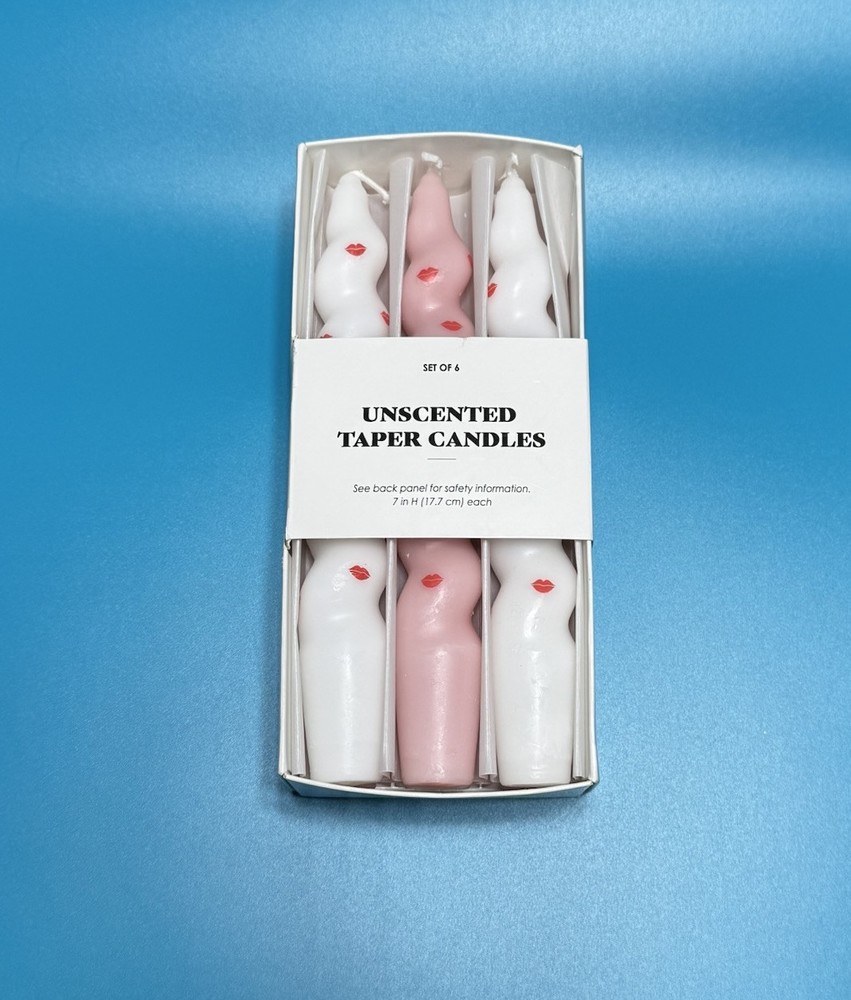 6 Red Lips Wavy Twist Taper Candles 7