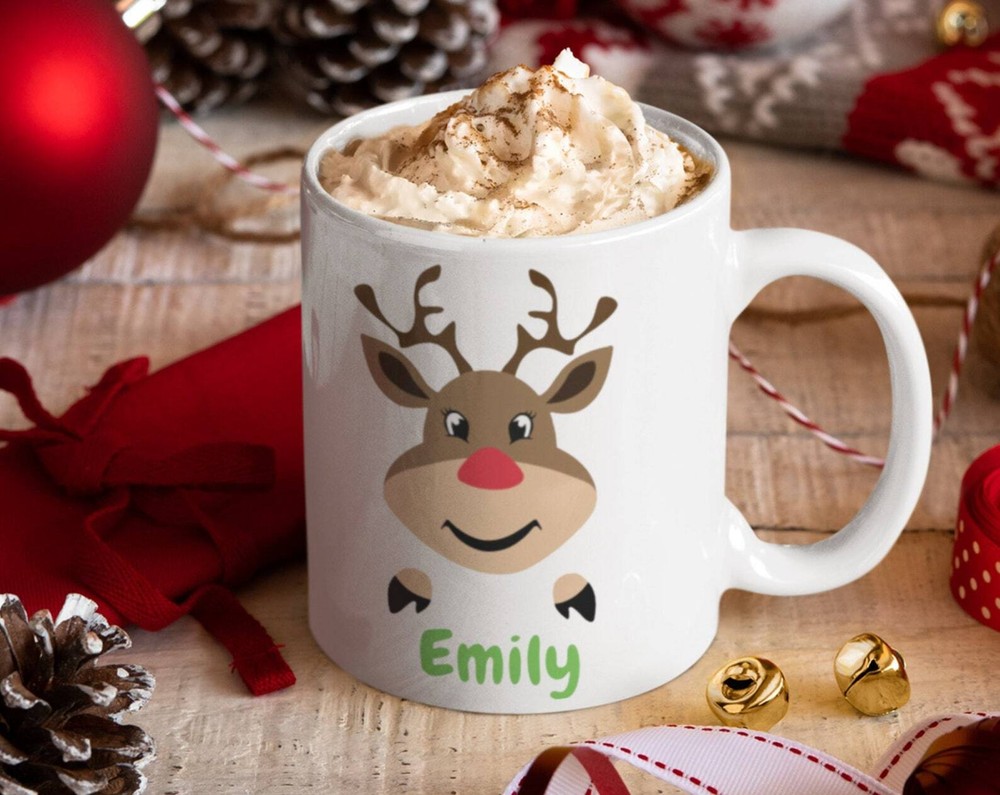 Personalized Christmas Mug Kids Christmas Mug Reindeer Christmas Mug Personalize