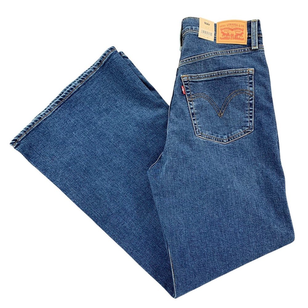 Levis Womens Ribcage High Rise Flared Jeans 31x32 Medium Wash