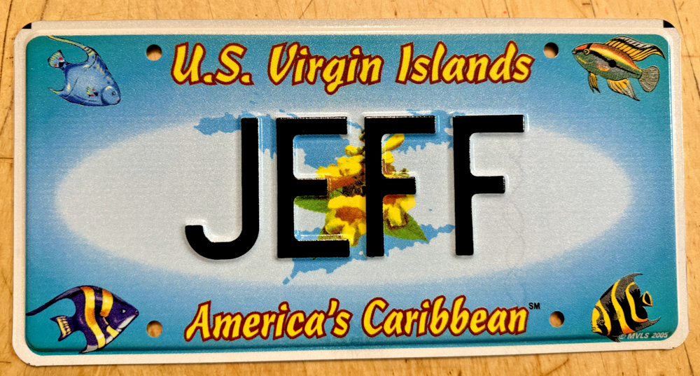 U.S. VIRGIN ISLANDS GRAPHIC VANITY LICENSE PLATE 