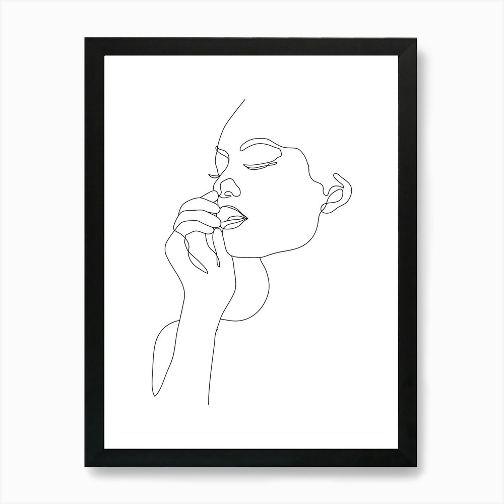 Continuous Line Drawing Of A Woman. Framed Wall Art Poster Canvas Print Picture