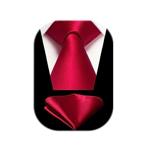 Men's Solid Red Satin Necktie - 59 Inch Formal Tie for Business & Weddings  