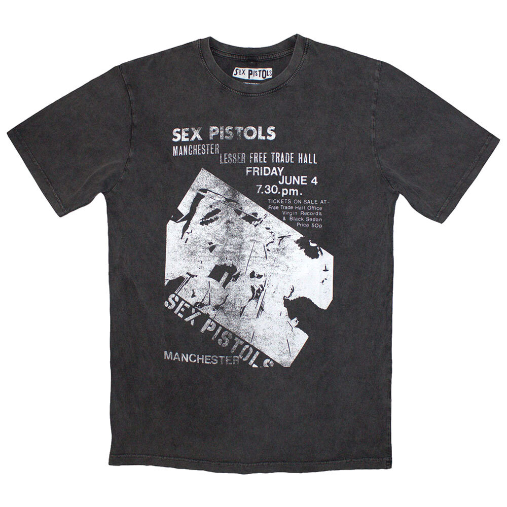 Sex Pistols Manchester Flyer Vintage Stone Wash T-Shirt