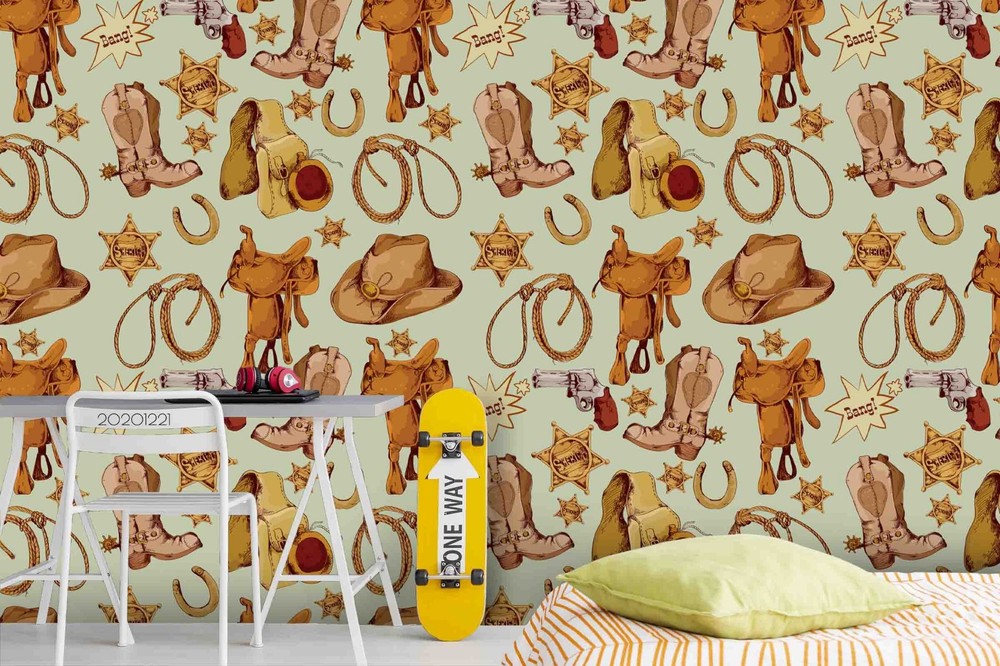 3D Cowboy Theme Pattern Wall Murals Wallpaper Murals Wall Sticker 2