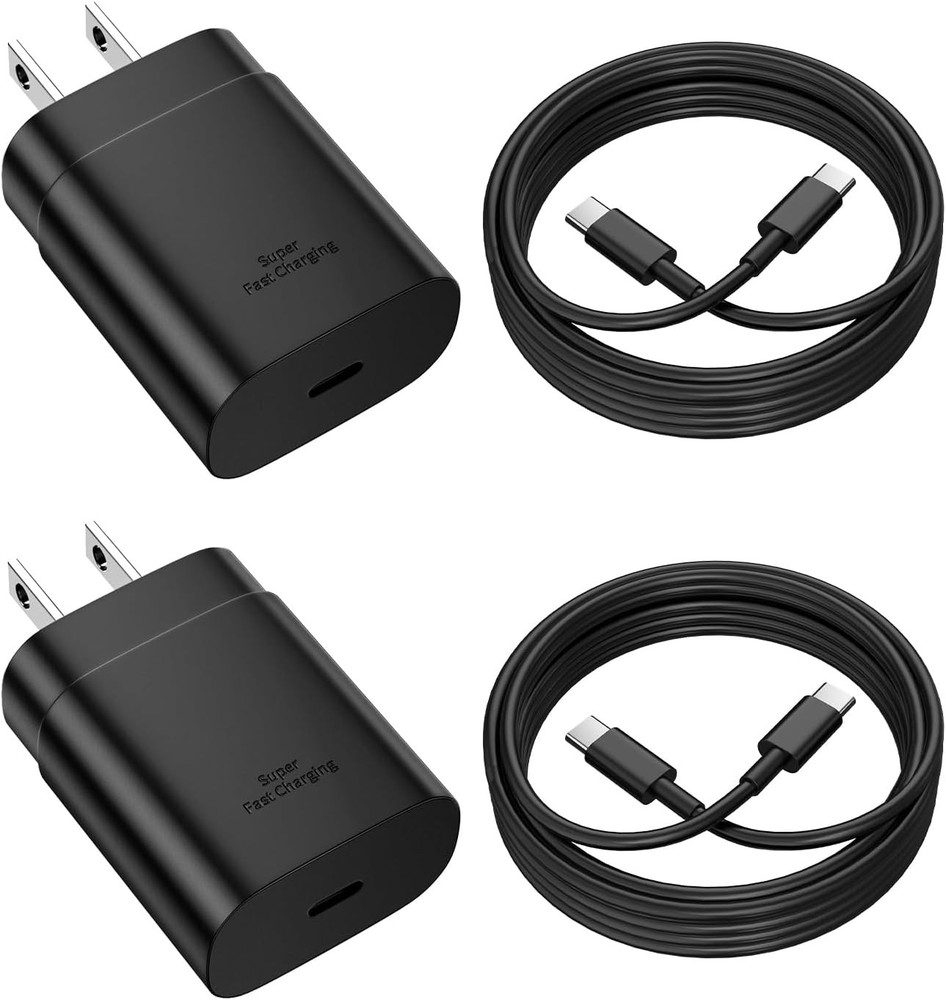 25W Fast Type C Charger for Samsung 2-Pack Black