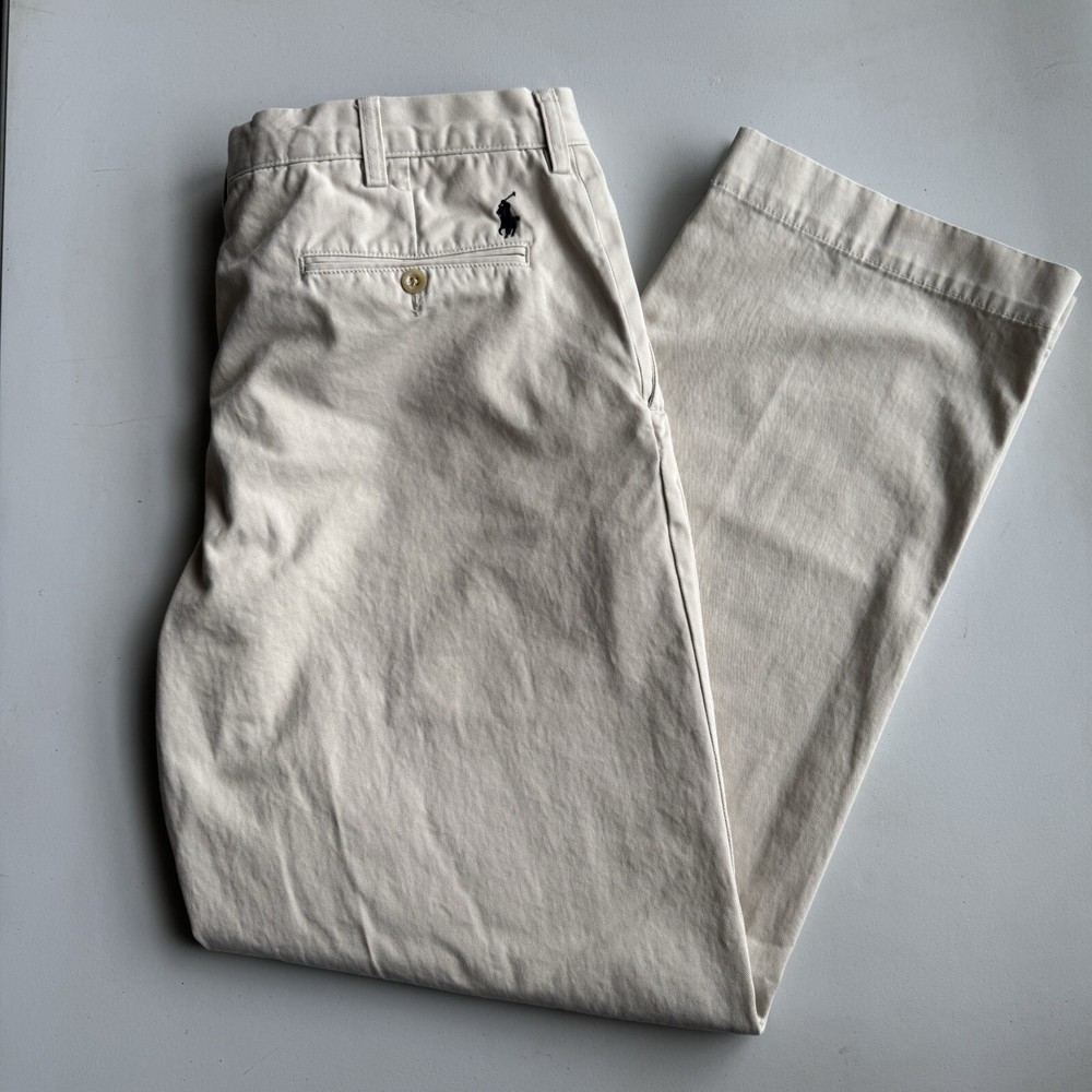Vintage Ralph Lauren Preston Chino Pants Mens 35x31 Khaki Back Logo
