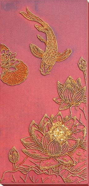 Bead embroidery kit Koi fish red needlework kit Art canvas beadwork pattern