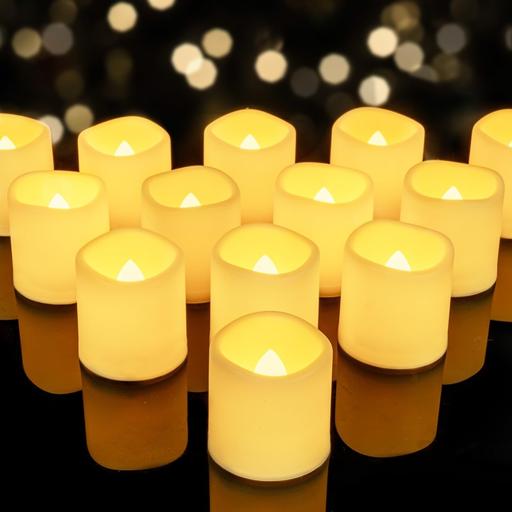 Flameless Battery Operated Votive Candles with Flickering LED Last 200+ Hours