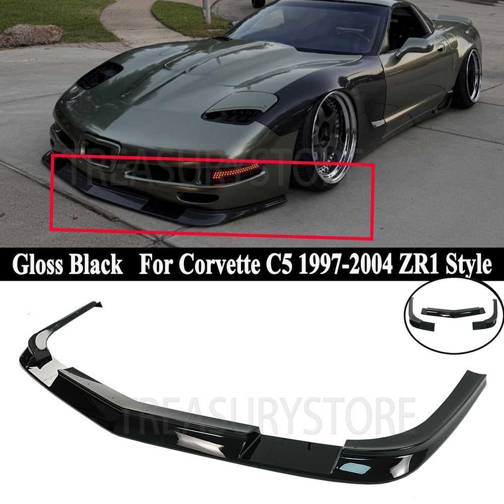 For Corvette C5 1997-2004 ZR1 Style Gloss Black Front Bumper Lip Spltter Spoiler