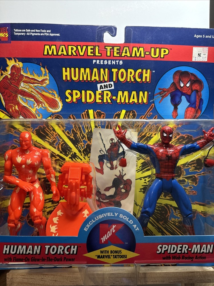 Marvel Team Up Human Torch & Spider-Man Toy-Biz Action Figures