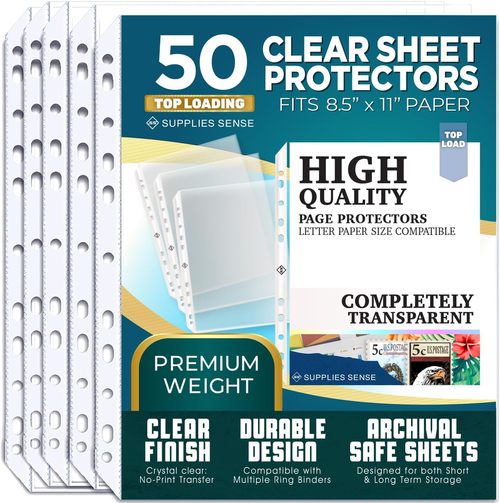 Premium Clear Sheet Protectors for 3 Ring Binders - 500 Pack, 8.5 x 11