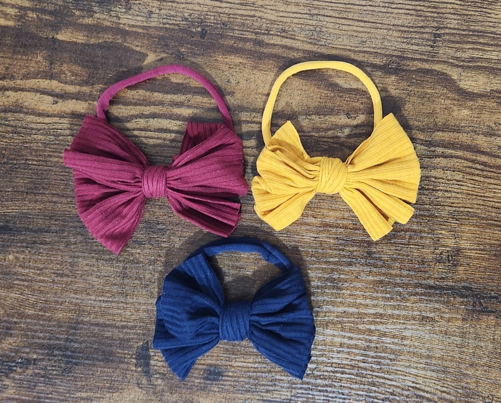 Girls Unbranded 3pc Stretchy Headband Bow Set Multiple Colors Used