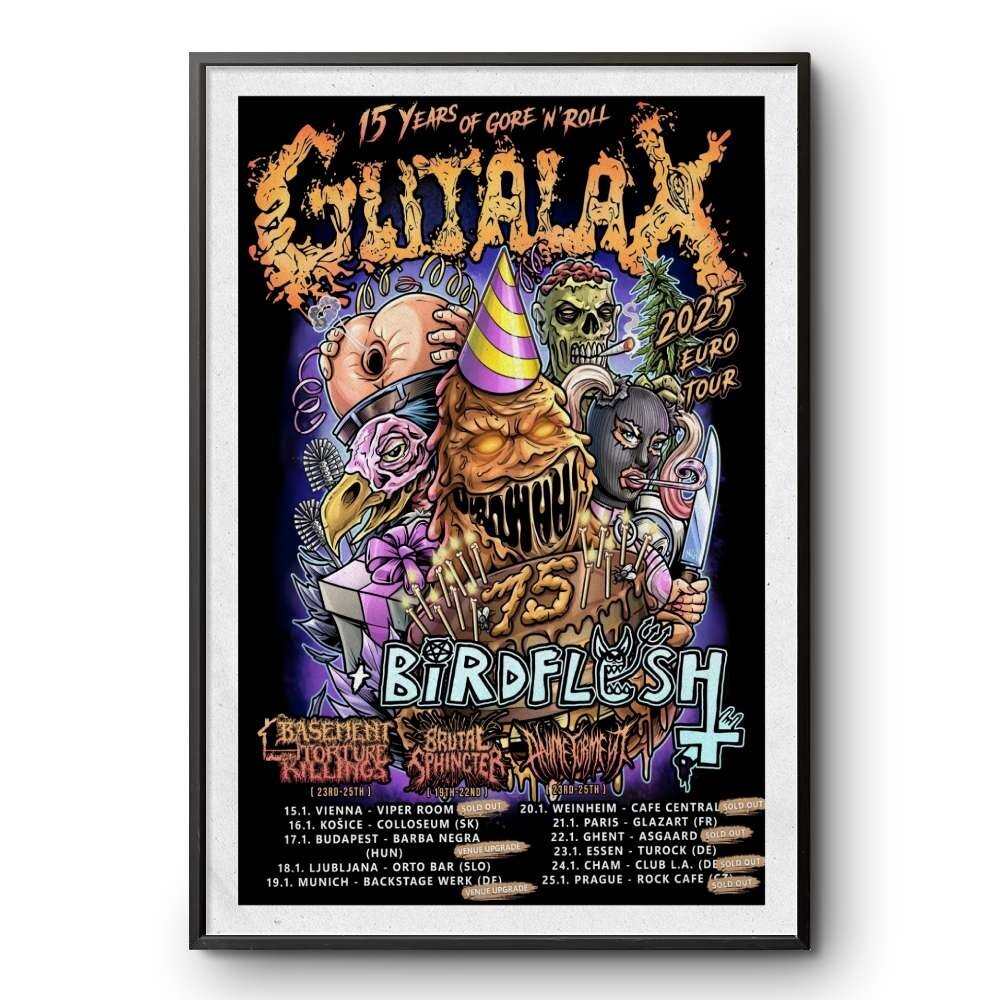 Gutalax 15 Year Of Gore'N Rol Euro Tour 2025 Poster Print Decor For Fans