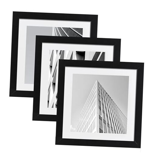 16x16 Picture Frame Black 3 Pack, Square Picture Frame Display Photo 12x12