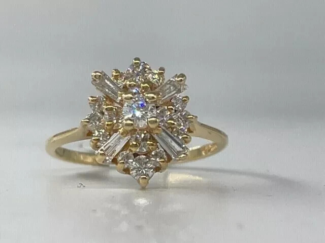 2.00Ct Round Cut Lab Created Diamond Cluster Wedding Ring 14K Yellow Gold Plated