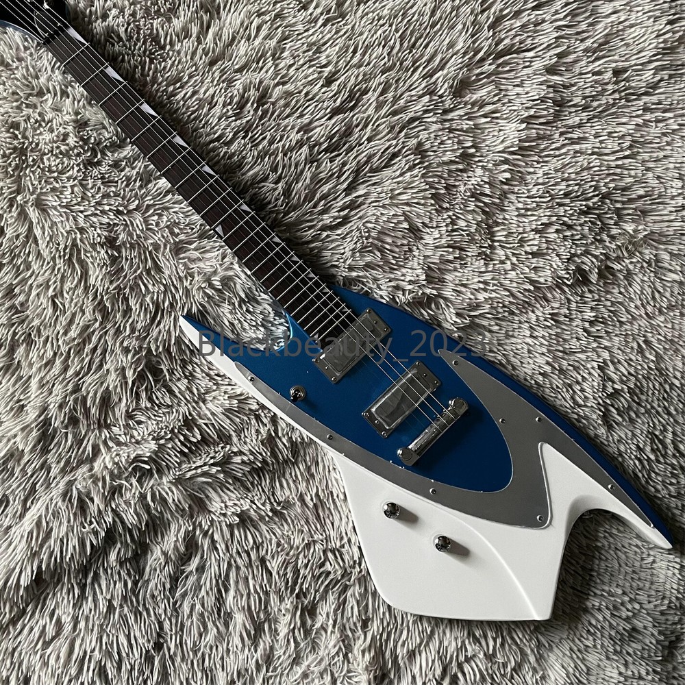 Blue Left Handed Electric Guitar Whale Shape HH Pickups Chrome Hardware in Stock