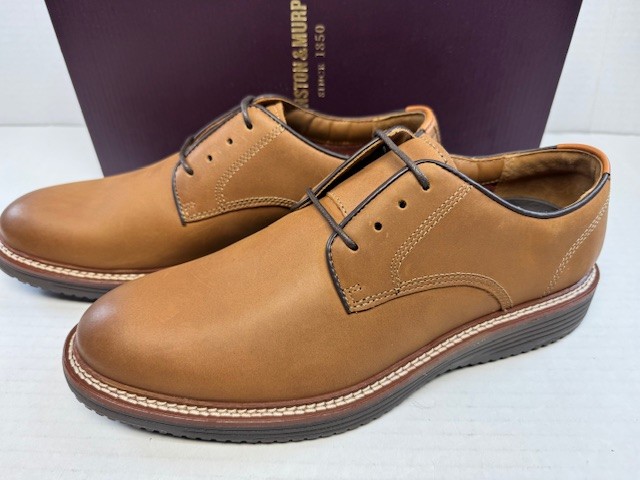 Johnston & Murphy Upton Plain Toe Tan Oiled Full Grain 10 M