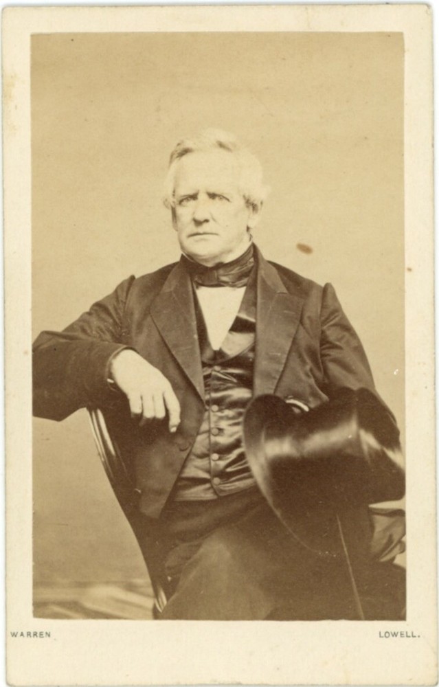 Vintage CDV Portrait of Stern Top Hat Gentleman by Warren Lowell 19th Century