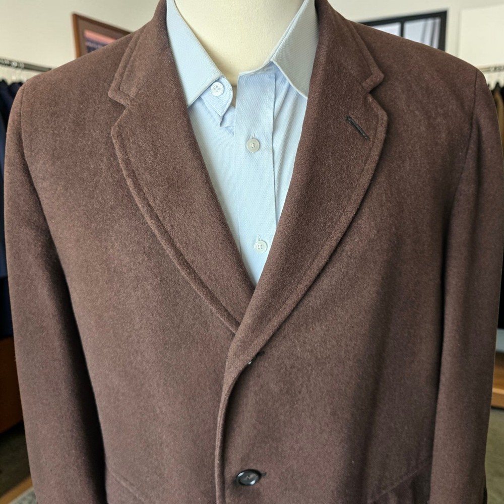 Vintage 1950s Chocolate Brown Cashmere Overcoat 42r Sears Tailored