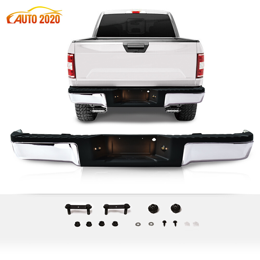 Fit For 09-14 Ford F150 F-150 Rear Step Bumper Assembly w/o Sensor Holes Chrome