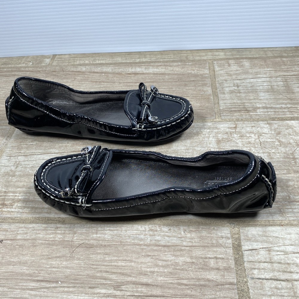 Coach Black Patent Leather Driving Loafers for Women - Slip-On Moccasins Size 5.5 B