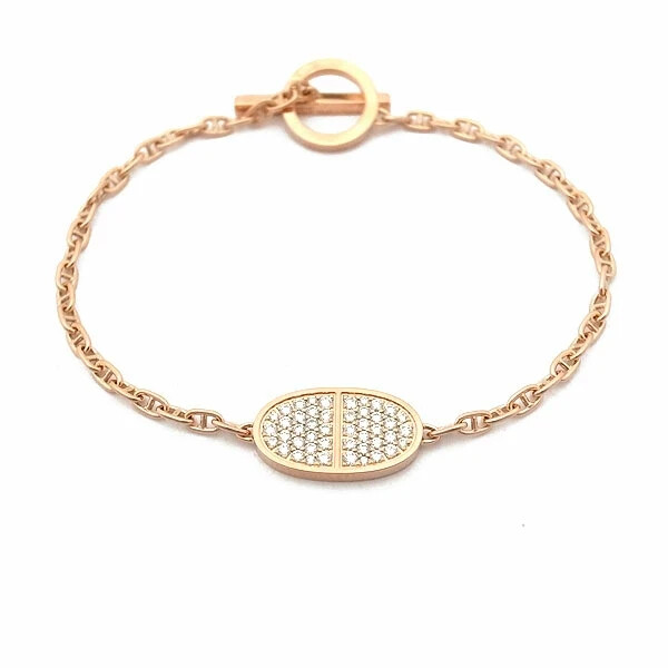 Hermes Chaine dAncre Verso 18K Pink Gold Bracelet Authentic Luxury