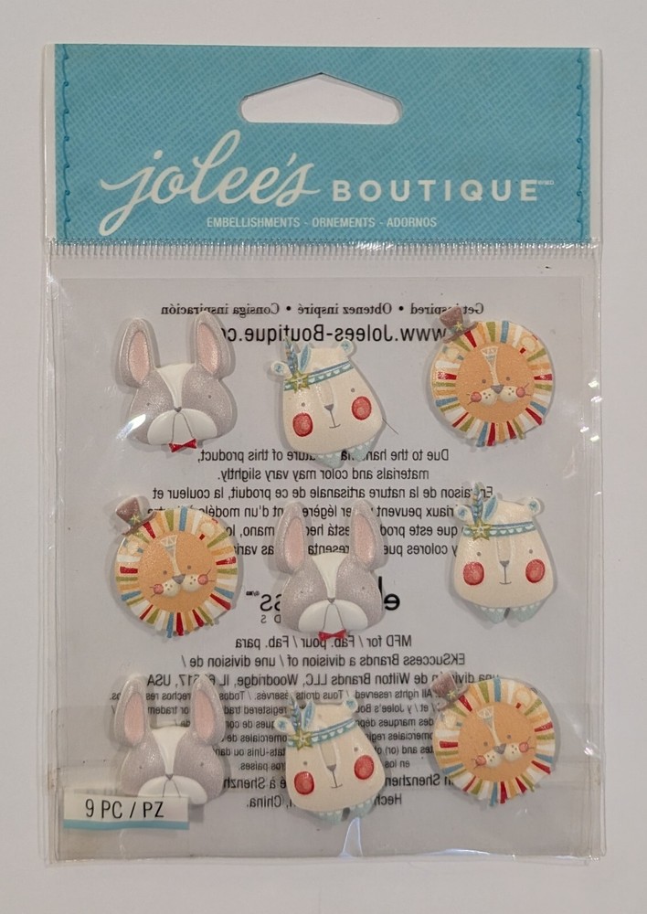 Jolee's Baby Boy Animal Faces Scrapbooking Stickers