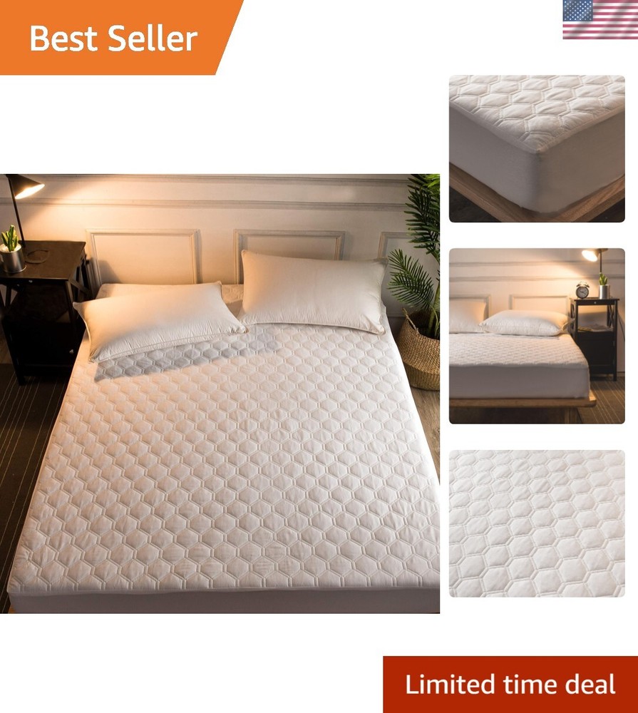 Premium Quilted Fitted Mattress Pad – Organic Combed Cotton Protector  