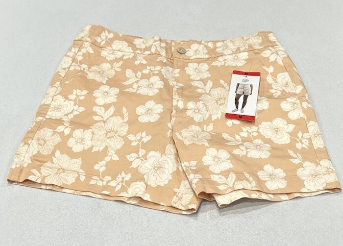Jachs Girlfriend Women's Stretch Satin Chino Shorts, Tan, Size M