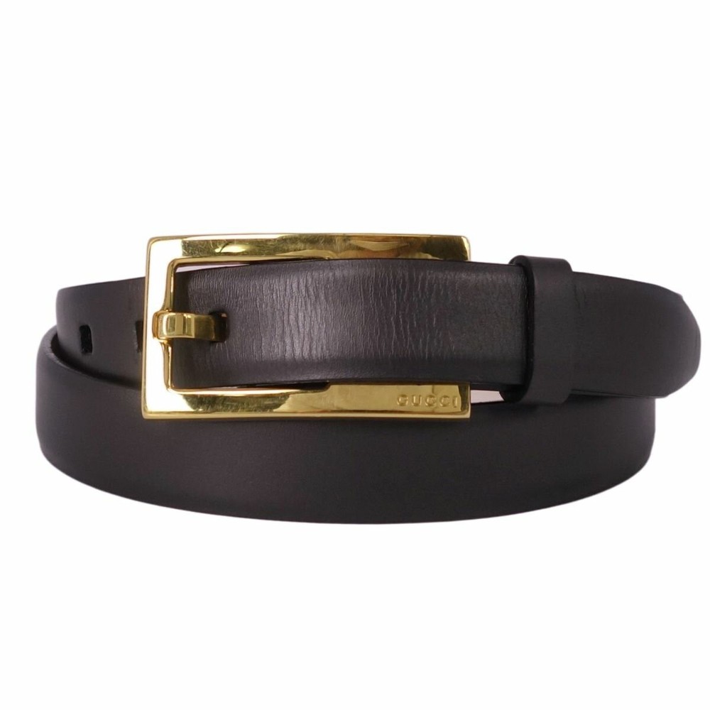 GUCCI Black Leather Belt for Men with Buckle Authentic Made in Italy Pre-Owned