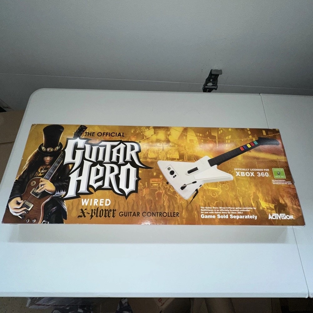 NEW SEALED Guitar Hero Xplorer Guitar Xbox 360 Red Octane White Wired Model