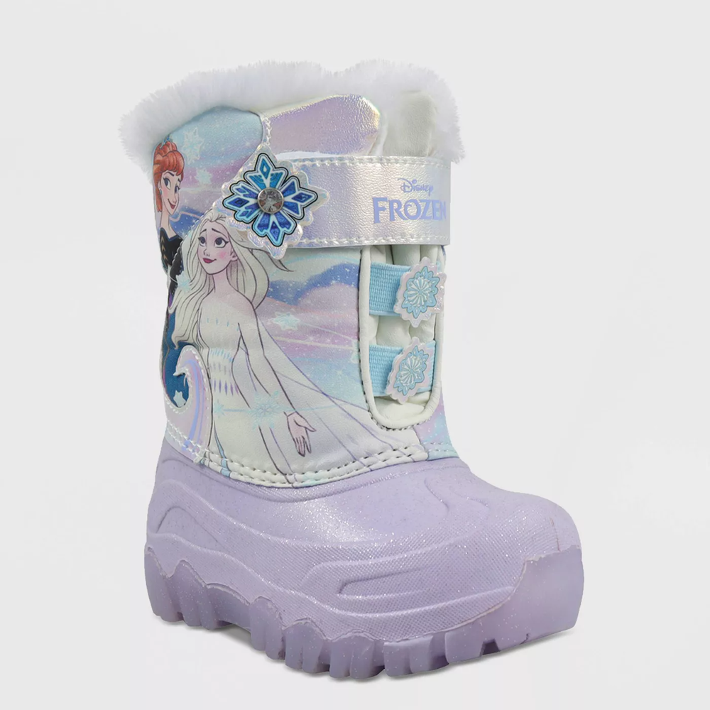 Disney Toddler Girls Size 5 Light Up Frozen Winter Boots Purple Glitter