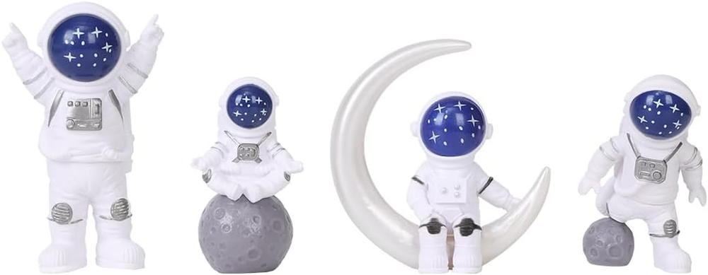 Blue White Astronaut Statue Decor,4 Pcs Astronaut Sculpture Figure Home Decor,Cu