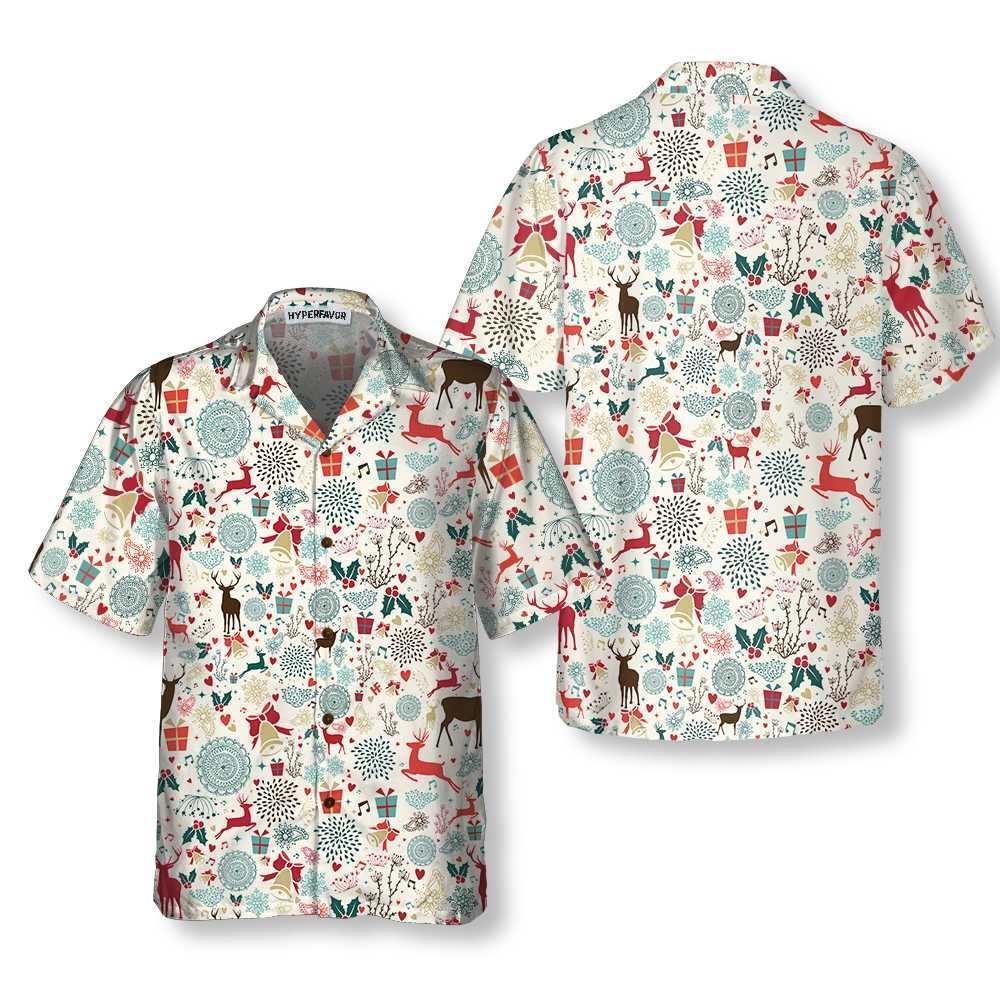 Christmas Hawaiian Shirt Vintage Christmas Reindeer Hawaiian Shirt Xmas Hawaiian