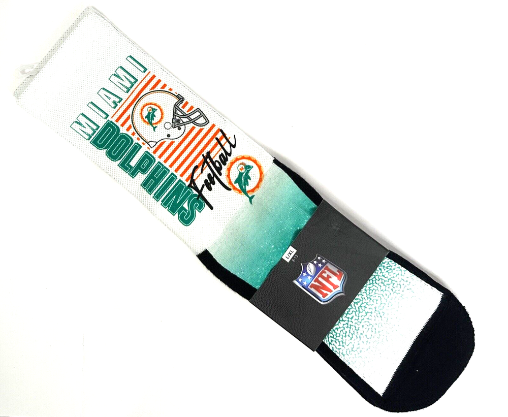 Brand New NFL Rock 'EM L/XL 9-13 Miami Dolphins Socks Sports Fan Gear