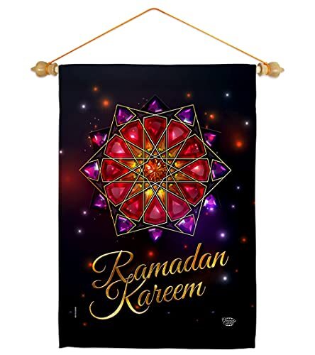 Ramadan Garden Flag Set Wood Dowel Religious Christian Religion Easter House ...