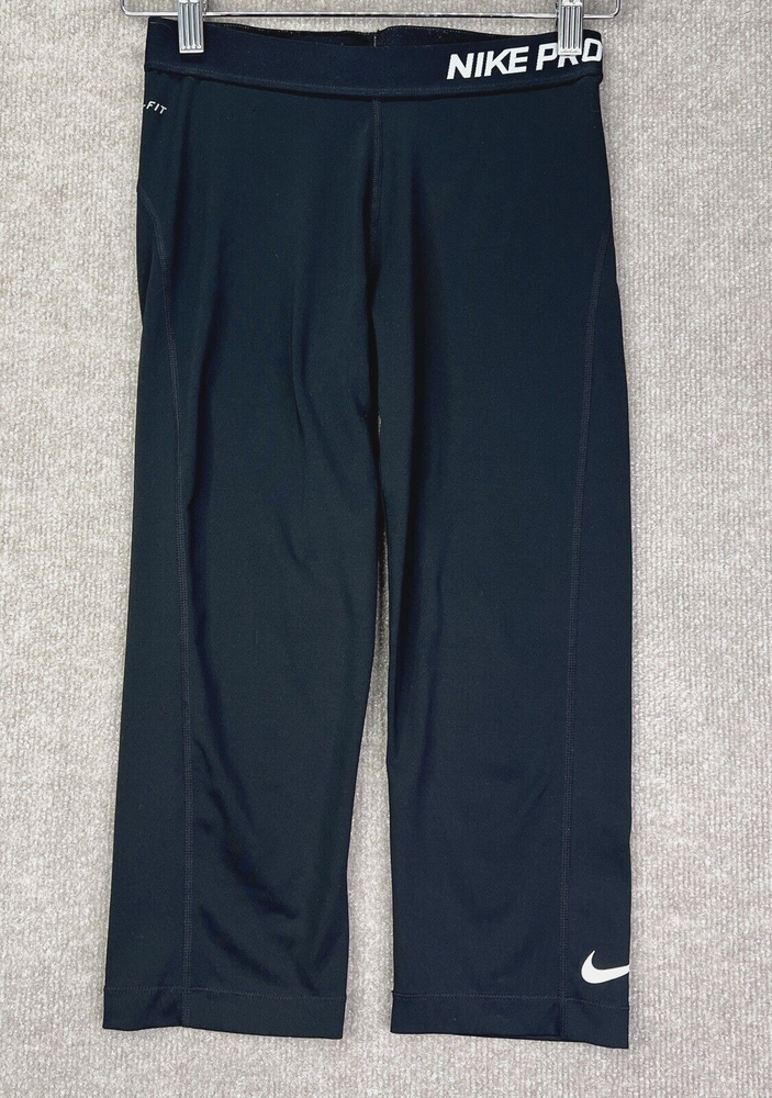 Nike Pro Training Pants Womens Size Medium Black Core Capri Dri Fit 589366