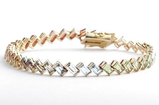 925 Silver Vadivelu Bracelet with Amethyst, Citrine, Topaz, Peridot, Garnet – 19 CM