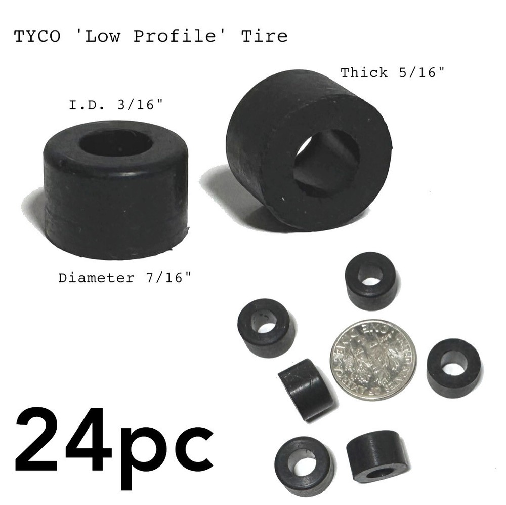 1995 TYCO 440-X2 HO Slot Car 24pc Rear Silicone Tires OEM Low Profile
