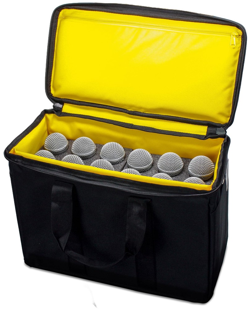 12 Slot Microphone Case with Foam | Rugged Padded Bag For Wired and Wireless ...