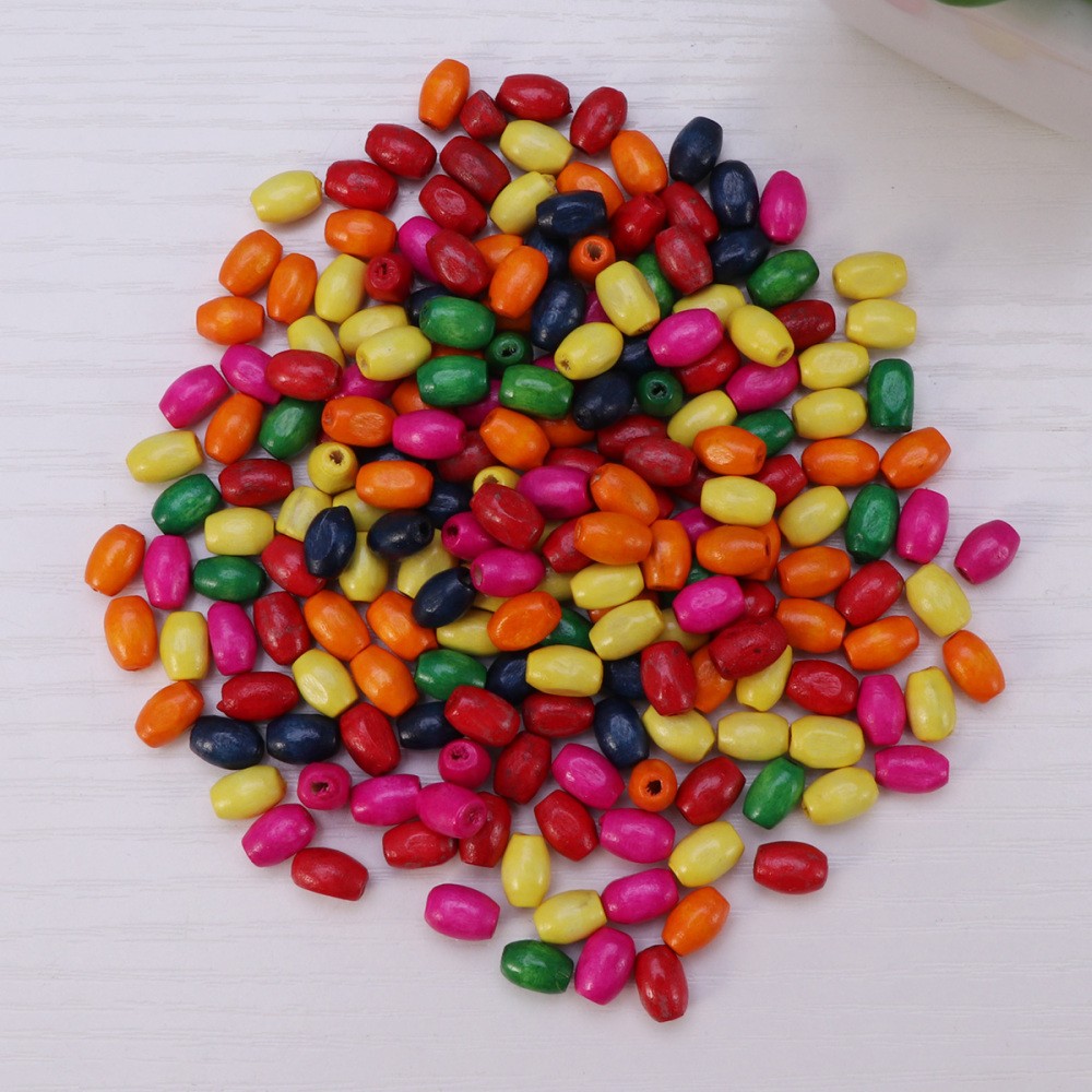 200 Pcs Colorful Wooden Beads for Kids Crafts and DIY Jewelry Making